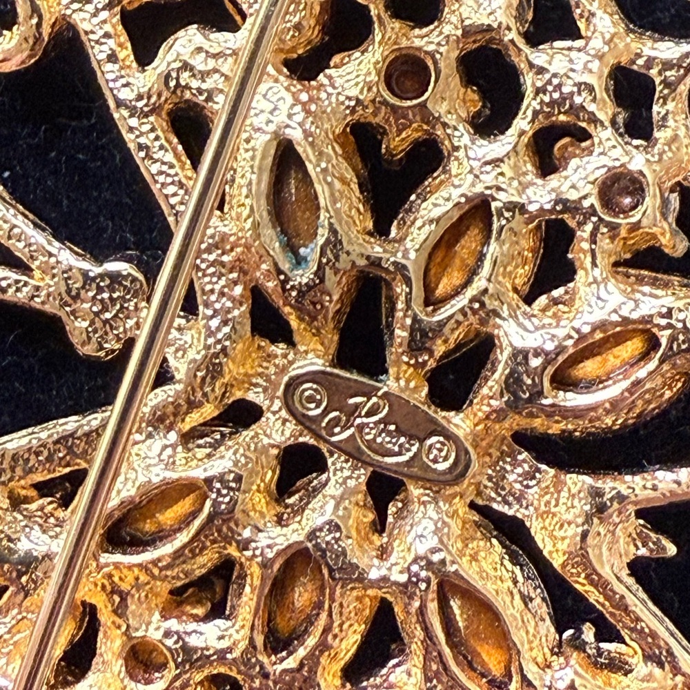 Reviere Butterfly Rhinestone Brooch Gold Tone Designer Pin Insect - Picture 5 of 6